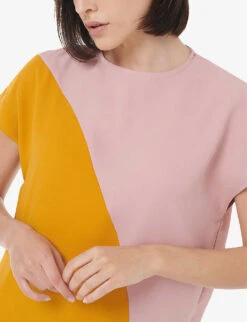 Contrast-panel Round-neck Woven Maxi Dress -Ted Baker Store R04193998 BLUSHCOMB ALT04