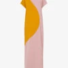 Contrast-panel Round-neck Woven Maxi Dress -Ted Baker Store R04193998 BLUSHCOMB M