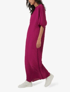 Herringbone-plissé Woven Maxi Kaftan -Ted Baker Store R04194001 MAGENTA ALT02