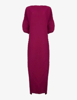 Herringbone-plissé Woven Maxi Kaftan