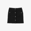 Sandro Segal Button-embellished Cotton-blend Mini Skirt -Ted Baker Store R04194614 NOIRGRIS M