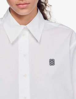 Sandro Livana Logo-embroidered Relaxed-fit Cotton Shirt -Ted Baker Store R04194618 NATURELS ALT04