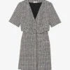 Sandro Charlotte Short-sleeve Houndstooth Stretch-woven Mini Dress -Ted Baker Store R04194628 NOIRGRIS M