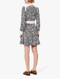 ME AND EM Floral-print Recycled Polyester-blend Mini Dress -Ted Baker Store R04194874 BLACKLILACCREAMKH ALT03