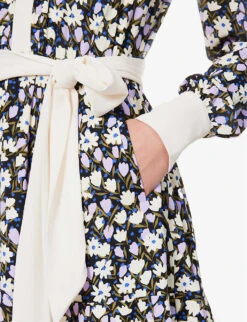 ME AND EM Floral-print Recycled Polyester-blend Mini Dress -Ted Baker Store R04194874 BLACKLILACCREAMKH ALT04