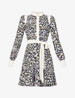 ME AND EM Floral-print Recycled Polyester-blend Mini Dress