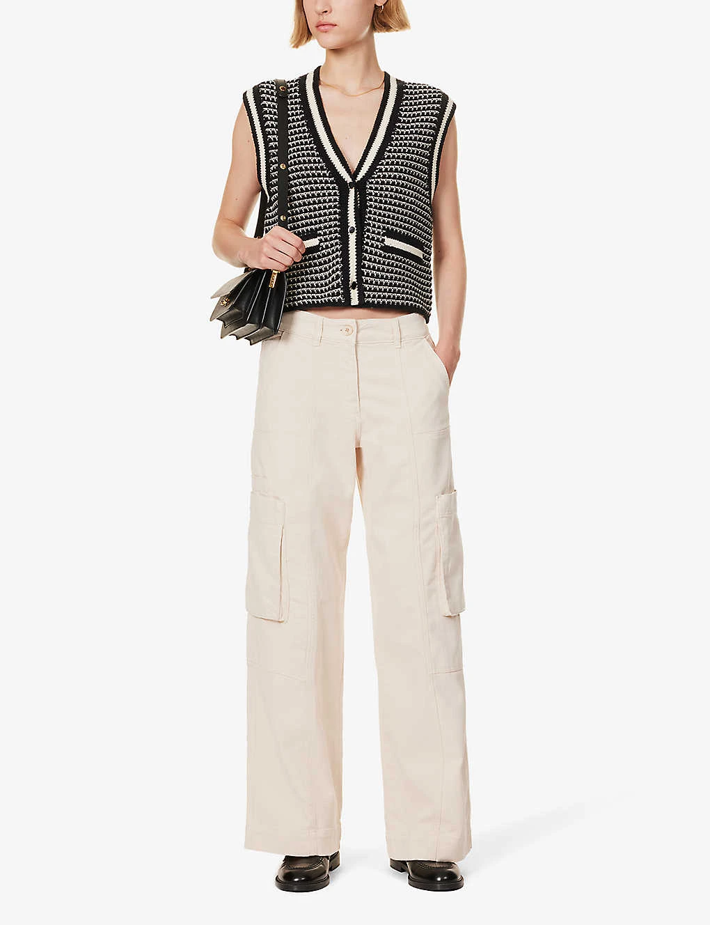 ME AND EM Sleeveless Jacquard-knit Cotton-blend Vest 4 ME AND EM Sleeveless Jacquard-knit Cotton-blend Vest - Image 2