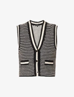 ME AND EM Sleeveless Jacquard-knit Cotton-blend Vest
