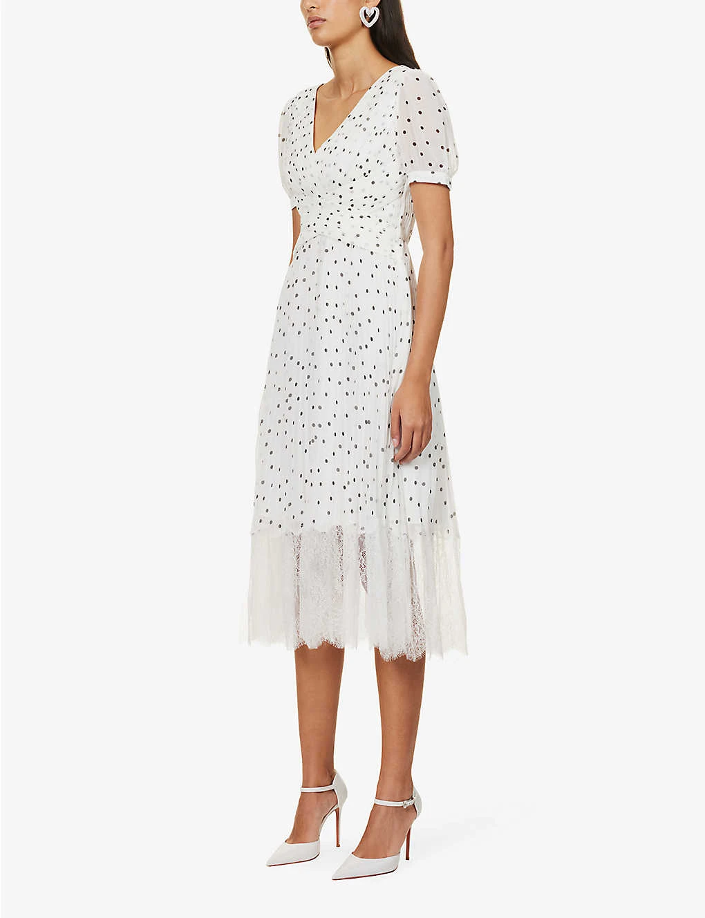 SELF PORTRAIT Polka-dot Lace-trim Woven Midi Dress 5 SELF PORTRAIT Polka-dot Lace-trim Woven Midi Dress - Image 3
