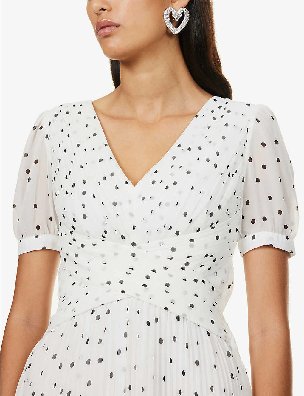 SELF PORTRAIT Polka-dot Lace-trim Woven Midi Dress 8 SELF PORTRAIT Polka-dot Lace-trim Woven Midi Dress - Image 6