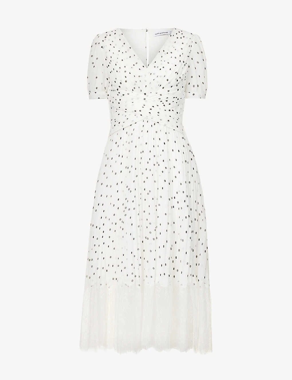SELF PORTRAIT Polka-dot Lace-trim Woven Midi Dress 3 SELF PORTRAIT Polka-dot Lace-trim Woven Midi Dress