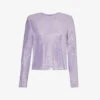 SELF PORTRAIT Long-sleeved Sequin-embellished Stretch-woven Top 2 SELF PORTRAIT Long-sleeved Sequin-embellished Stretch-woven Top -Ted Baker Store R04195760 PURPLE M