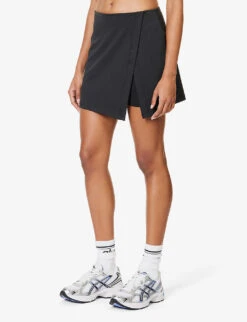 Girlfriend Collective Float Split-hem Stretch-recycled-polyester Mini Skort -Ted Baker Store R04196143 BLACK ALT02