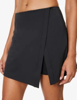 Girlfriend Collective Float Split-hem Stretch-recycled-polyester Mini Skort -Ted Baker Store R04196143 BLACK ALT04