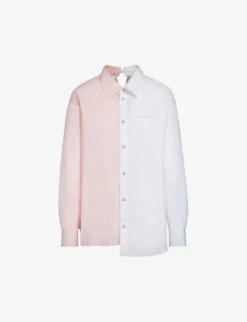 Marni Two-tone Asymmetric-hem Cotton-poplin Shirt