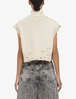 Marni Boxy-fit Distressed Cotton-knit Vest Top -Ted Baker Store R04196437 STONEWHITE ALT03