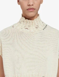 Marni Boxy-fit Distressed Cotton-knit Vest Top -Ted Baker Store R04196437 STONEWHITE ALT04