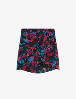 IRO Melissa Floral-print Silk Mini Skirt