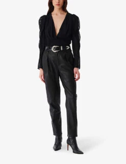 IRO Amili Plunge V-neck Stretch-woven Top -Ted Baker Store R04196512 BLA01 ALT01