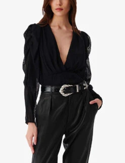 IRO Amili Plunge V-neck Stretch-woven Top -Ted Baker Store R04196512 BLA01 ALT02