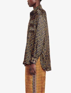 Sandro Jungle Graphic-print Long-sleeve Woven Shirt -Ted Baker Store R04197820 NOIRGRIS ALT02