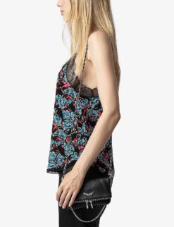 Zadig & Voltaire Christy Floral-print Silk Camisole Top 9 Zadig & Voltaire Christy Floral-print Silk Camisole Top -Ted Baker Store R04198975 NOIR ALT02