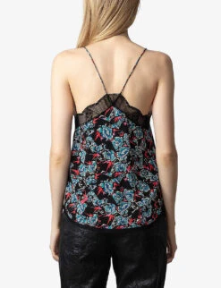 Zadig & Voltaire Christy Floral-print Silk Camisole Top 10 Zadig & Voltaire Christy Floral-print Silk Camisole Top -Ted Baker Store R04198975 NOIR ALT03