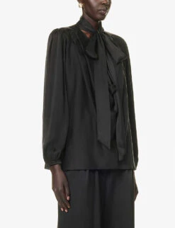 Zimmermann Luminosity Cowl-neck Silk Blouse -Ted Baker Store R04199050 BLACK ALT02