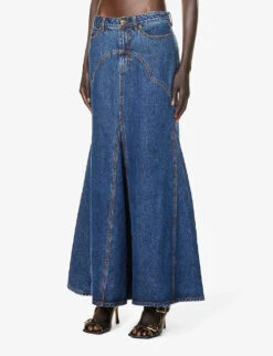 Zimmermann Pleated-panel Denim Midi Skirt -Ted Baker Store R04199070 SAPPHIRE ALT02