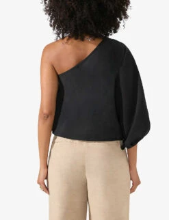 One-shoulder Tie-detail Woven Top -Ted Baker Store R04199232 BLACK ALT02