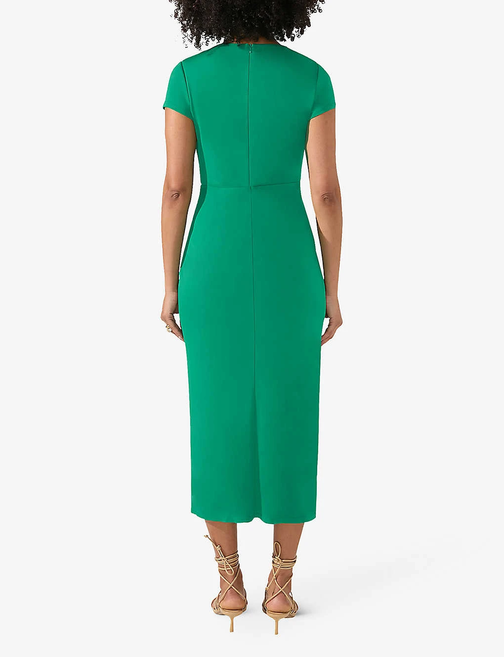 Asymmetric-neck Leg-split Crepe Midi Dress 5 Asymmetric-neck Leg-split Crepe Midi Dress - Image 3