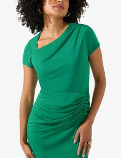 Asymmetric-neck Leg-split Crepe Midi Dress 9 Asymmetric-neck Leg-split Crepe Midi Dress -Ted Baker Store R04199236 GREEN ALT03