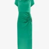 Asymmetric-neck Leg-split Crepe Midi Dress -Ted Baker Store R04199236 GREEN M