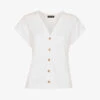 Whistles Aubrie Button-through V-neck Cotton Top 2 Whistles Aubrie Button-through V-neck Cotton Top -Ted Baker Store R04199557 WHITE M