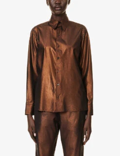 No.197 Raw-trim Silk Shirt -Ted Baker Store R04199785 49CUPPER ALT02