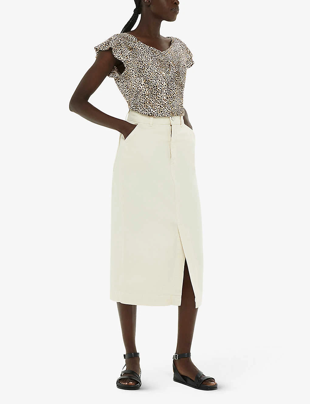 Whistles Leopard-print Frill-sleeve Stretch-woven Top 4 Whistles Leopard-print Frill-sleeve Stretch-woven Top - Image 2