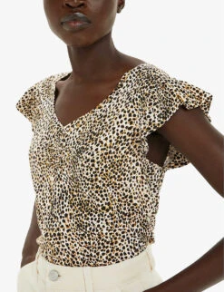 Whistles Leopard-print Frill-sleeve Stretch-woven Top 9 Whistles Leopard-print Frill-sleeve Stretch-woven Top -Ted Baker Store R04200089 MULTICOLOURED ALT02