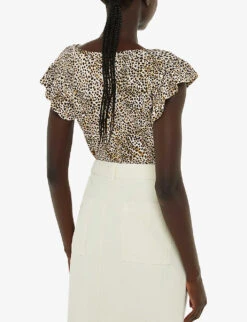 Whistles Leopard-print Frill-sleeve Stretch-woven Top 10 Whistles Leopard-print Frill-sleeve Stretch-woven Top -Ted Baker Store R04200089 MULTICOLOURED ALT03