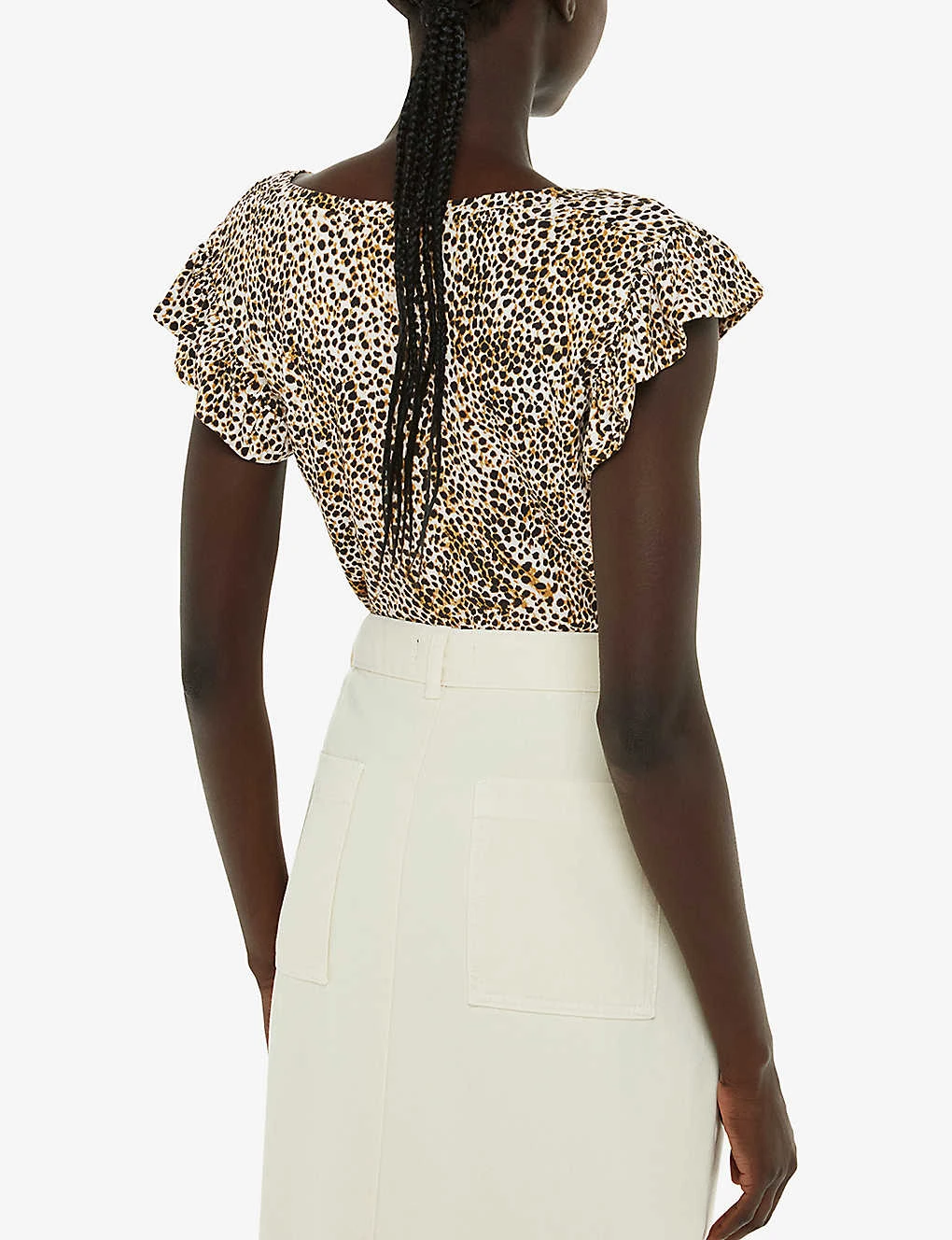 Whistles Leopard-print Frill-sleeve Stretch-woven Top 6 Whistles Leopard-print Frill-sleeve Stretch-woven Top - Image 4