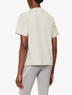 Adidas By Stella Mccartney Brand-print Relaxed-fit Woven T-shirt -Ted Baker Store R04201644 GOBIDOVEGREY ALT03