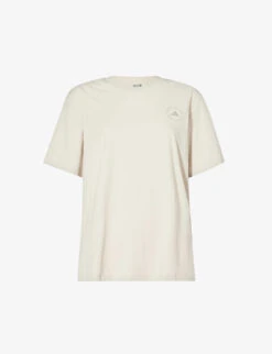 Adidas By Stella Mccartney Brand-print Relaxed-fit Woven T-shirt