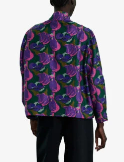 Soeur Violon Graphic-print High-neck Silk Shirt -Ted Baker Store R04202445 PRINT ALT02