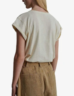 Soeur Valentina Brand-print Organic-cotton And Linen-blend T-shirt -Ted Baker Store R04202518 CREAM ALT02