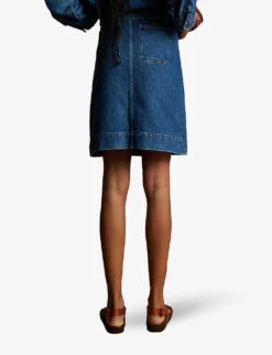 Soeur Minorque Patch-pocket High-rise Stretch-denim Mini Skirt -Ted Baker Store R04202821 BLUE ALT02