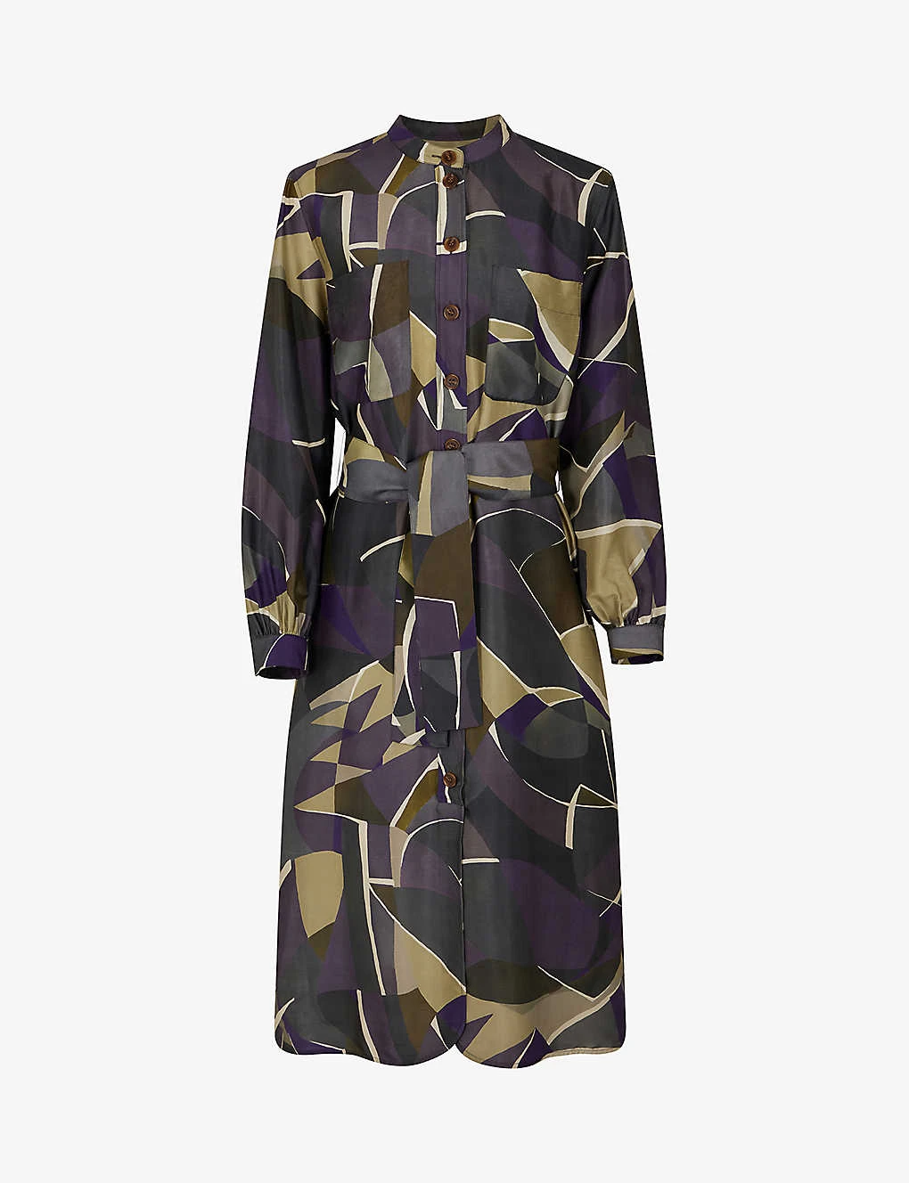 Soeur Lauren Graphic-print Tied-waist Silk Midi Dress 3 Soeur Lauren Graphic-print Tied-waist Silk Midi Dress