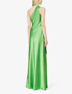 Ushuaia Asymmetric-hem Satin Maxi Dress -Ted Baker Store R04203287 PARISGREEN ALT03