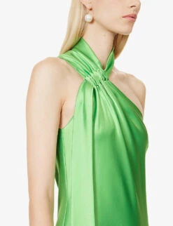 Ushuaia Asymmetric-hem Satin Maxi Dress -Ted Baker Store R04203287 PARISGREEN ALT04