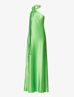 Ushuaia Asymmetric-hem Satin Maxi Dress