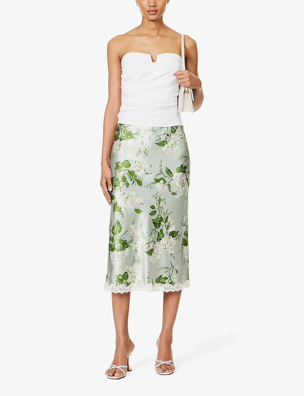 Arie Floral-pattern Lace-trim Silk Midi Skirt 4 Arie Floral-pattern Lace-trim Silk Midi Skirt - Image 2