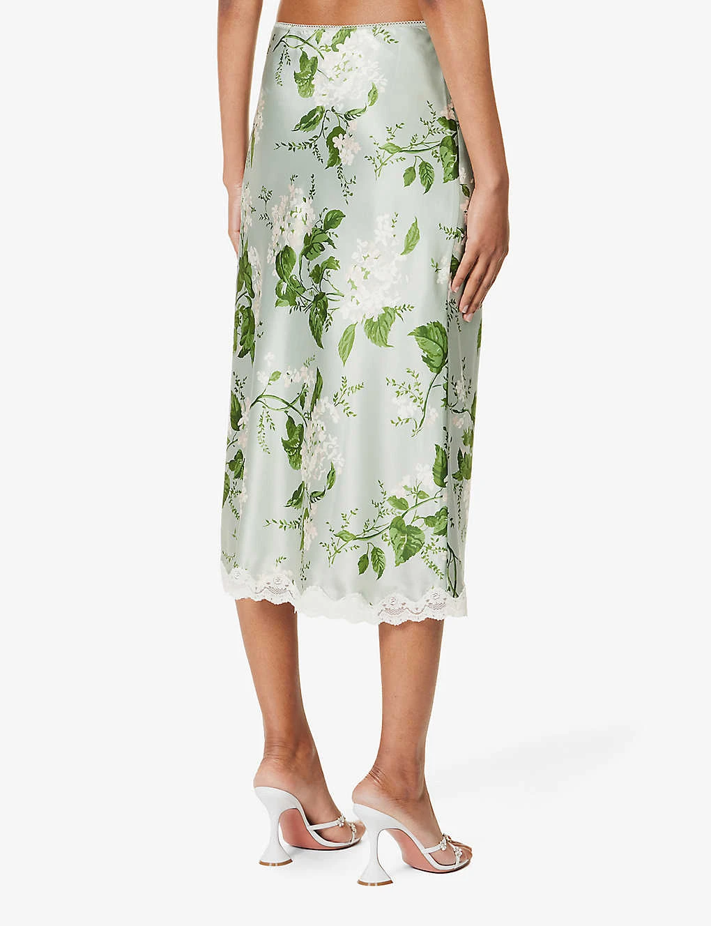 Arie Floral-pattern Lace-trim Silk Midi Skirt 6 Arie Floral-pattern Lace-trim Silk Midi Skirt - Image 4